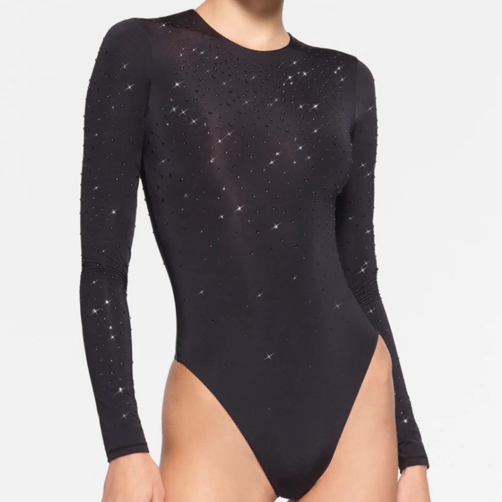 SKIMS X SWAROVSKI Long sleeve jelly bodysuit